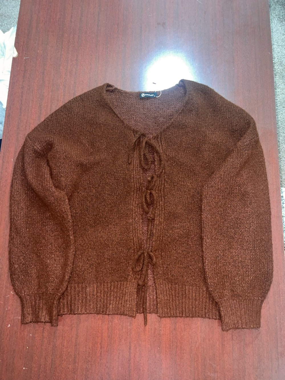 Cozy Tie-Front Brown Knit Cardigan